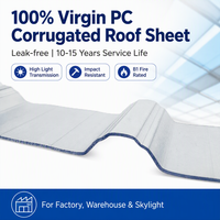 Plaque ondulée en polycarbonate vierge à 100 %, anti-jaunissement UV double face pour serres et luminaires de toit d'usine