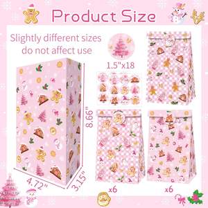 Sac en papier kraft blanc à fond plat pour snacks, bonbons et friandises – Idéal pour les cadeaux de fête de Noël rose – Vente chaude - Product Image 3