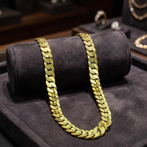 Wholesale Modern Cuban Link Style Micro <b>Gold</b> Plated 14K 18K <b>24K</b> Necklace Trendy Fashion <b>Chain</b> for Party Mainly Made of Brass - Product Image 3