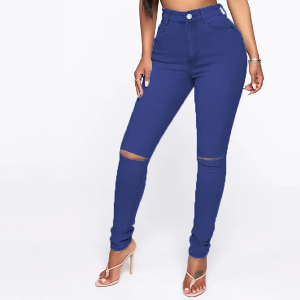 Nieuwe Dames Gescheurde Jeans Dames Hoge Taille Sexy Skinny Broek Grensoverschrijdende Europese En Amerikaanse Stretch Jeans Grote Maat Jeans