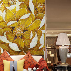 Maison luxe fleur <span class=keywords><strong>d</strong></span>'or fait <span class=keywords><strong>à</strong></span> la main murale <span class=keywords><strong>cristal</strong></span> Art motif mur <span class=keywords><strong>verre</strong></span> mosaïque carrelage usine personnalisée - Product Image 2