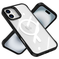 Coque de téléphone sans fil de luxe personnalisée avec motif, support magnétique, transparente, amovible, antichoc en TPU+PC, estampage à chaud