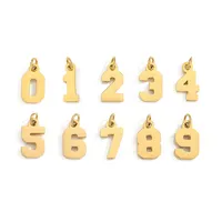 0-77 Lucky Number Birthday Charms Stainless Steel Pendant For Necklace Gold Plated Steel DIY Jewelry Making Handmade Accessories