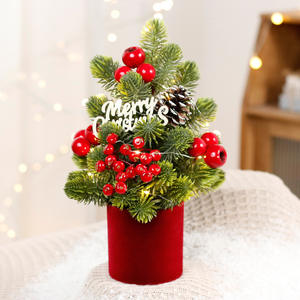 Décoration de Noël Ins minimaliste <span class=keywords><strong>LED</strong></span> pomme de pin PE Nordmann <span class=keywords><strong>sapin</strong></span> ornement bureau Mini arbre de Noël affichage festif - Product Image 3