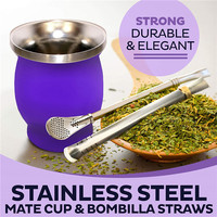 Ensemble de tasses à maté en acier inoxydable 2025, gourde naturelle, tasses à maté traditionnelles originales, 8 oz, tasse à maté instantanée avec paille
