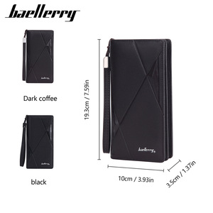 กระเป๋าสตางค์ใบยาวสำหรับผู้ชายแบรนด์ Baellerry สีดำ แบบมีซิปอเนกประสงค์ ใช้ได้ทุกวันสำหรับธุรกิจ - Product Image 4