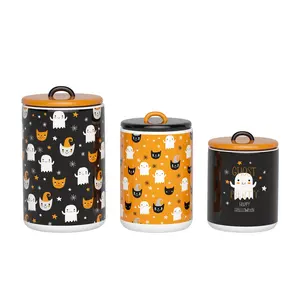 Halloween a tema cartoon ghost image customization design coffee and tea ceramic food storage tank