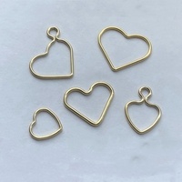 Multi Style 14K Gold Filled Hollow Heart Charm Pendant Connectors With/Without Loop For Necklace Earring DIY Jewelry Accessories