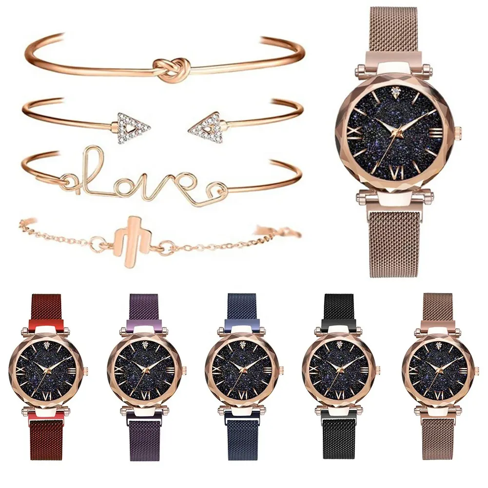 Новый Набор браслетов, простые модные часы, кварцевый ручной набор, модные женские часы