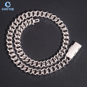 Collier en Moissanite VVS plaqué or blanc, chaîne cubaine de 15 mm, bijoux hip-hop pour hommes, Moissanite certifiée GRA, collier tendance - Product Image 2