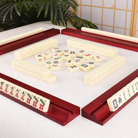 Promotion : Support de rangement en bois massif haut de gamme pour Mahjong, style américain, avec poussoir de tuiles et règle de placement