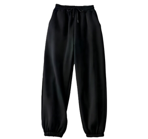 Pantalones de chándal negros personalizados para mujer, de pierna ancha, con cordón, puños elásticos fruncidos, estilo relajado, venta al por mayor para compradores B2B en EE. UU., Reino Unido y la UE. - Product Image 1