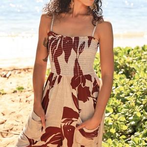 Combinaison à bretelles bohème du fabricant, robe hawaïenne ample, combinaison une pièce en rayonne pré-lavée personnalisée - Product Image 3