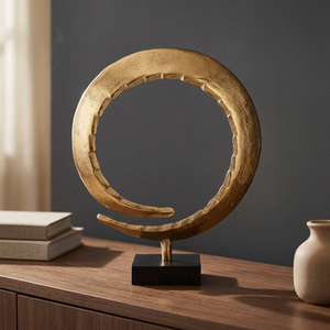 L 29 x B 11 x H 36 cm Plated Circular Sculpture Handmade Artistic Tabletop Decor Contemporary Design Single Piece - Product Image 3