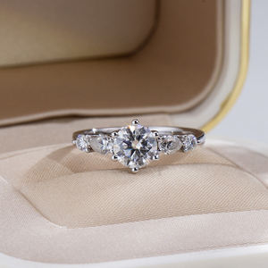 Anillo de diamantes cultivados en laboratorio de oro blanco de 9 quilates Messi Jewelry MSR-2023 para mujer - Product Image 3