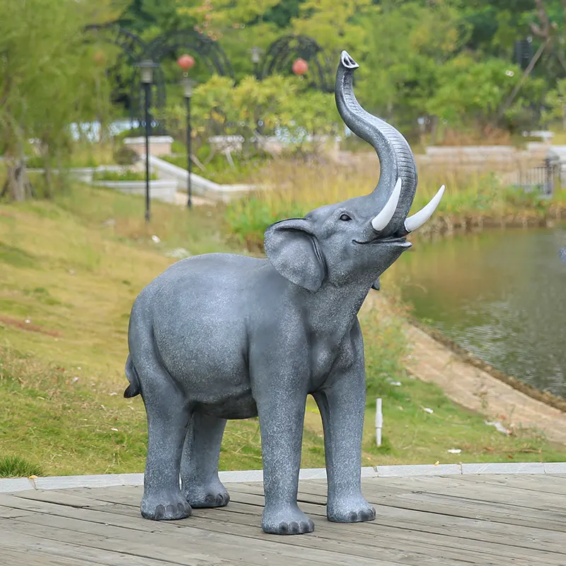 125*52*150cm estatuetas de elefante, resina artesanal decoração de jardim esculturas de fibra de vidro animal tamanho grande