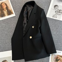 T26591 Jaket Wanita Kancing Ganda Musim Semi Gugur 2026 Versi Korea Selebriti Internet Mantel Wanita Elegan Jas Bisnis Wanita
