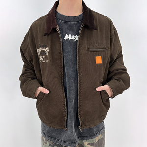 Áo Khoác Nam Thêu Zip Up Áo khoác rửa cổ điển Áo Khoác Nam tay áo thường xuyên - Product Image 2