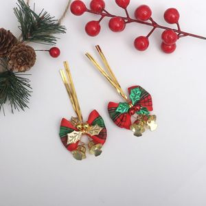 Handgefertigte Kleine Weihnachtsschleife mit Metallglocke, Stechpalmenblatt und Befestigungsdraht DIY Geschenkbox Kranz Baum-Hängezubehör - Product Image 2
