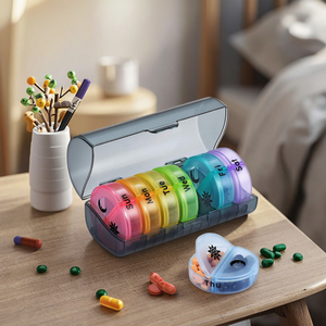 Wholesale Wholesale 7 Days Pill Box Organizer PP Plastic Storage <b>Container</b> Portable Medicine Weekly <b>Tablets</b> - Product Image 1