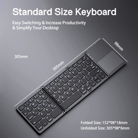 Clavier pliable ultra-fin 3-en-1 rechargeable sans fil avec pavé tactile pour iPad, Android et Windows