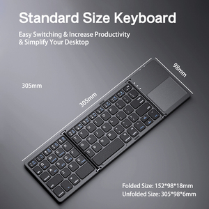 Tastiera Ultra-Sottile Pieghevole a 3 Sezioni, Ricaricabile, Portatile, Wireless con Touchpad <span class=keywords><strong>per</strong></span> <span class=keywords><strong>iPad</strong></span>, Android, Windows - Product Image 4