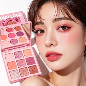 พาเลทอายแชโดว์สีชมพู 9 สี แบรนด์ส่วนตัว เนื้อแมตต์ ชิมเมอร์ กลิตเตอร์ กันน้ำ เม็ดสีแน่น - Product Image 6