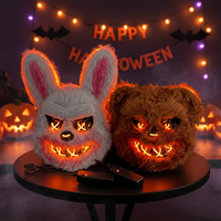 Masque intégral en PVC avec fil EL, motif lapin sanglant effrayant pour Halloween, 10 couleurs, pour costume Purge, cosplay adulte, réutilisable, écologique, 12 heures d'autonomie