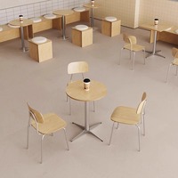 Ensemble table et chaises de salle à manger en bambou carré moderne et simple pour la maison, les salons de thé et les cafés