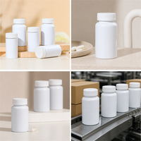 Bouteilles de pilules vides en plastique HDPE de qualité pharmaceutique avec bouchon à vis résistant aux enfants, cylindriques pour sérigraphie, pour médicaments