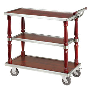 รถเข็นเสิร์ฟเครื่องดื่มไม้ 3 ชั้น สำหรับร้านอาหาร คาราโอเกะ โรงแรม บาร์ ห้องอาหาร ใช้เสิร์ฟไวน์ เบียร์ ชา และอาหาร - Product Image 6