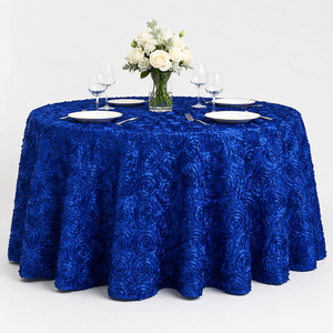 Nappe florale 3D en polyester à roses en relief pour la location d'événements et de linge de table – Vente en gros - Product Image 1