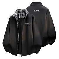 Veste de sport décontractée légère et imperméable pour homme, avec col à capuche réversible teinté, devant tissé, fermeture éclair, coupe ample, pour l'automne