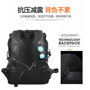 Bjiax Men's <b>Backpack</b> 20-35L <b>Waterproof</b> Casual Travel Laptop Bag With Interior Zipper Pocket Detachable Straps Solid Color - Product Image 3
