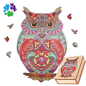 Factory Direct Sales Support Customization Animal Shaped Owl Kids Toys Wooden Jigsaw Puzzles For Family Game Play