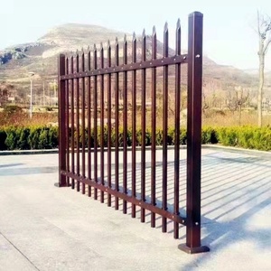 Pannello di Recinzione in Ferro per Giardino, Recinzione in Tubi di Acciaio per Esterni, Recinzione di Sicurezza in Ferro Battuto Nero Zincato con Parte Superiore Piatta - Product Image 2