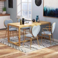 Meubles de restaurant, table à manger 4 places, 6 places, table en bois massif avec chaises en tissu velours