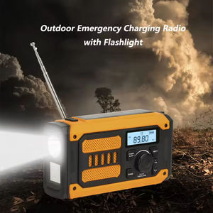 Solar Hand Crank Weather Radio LCD Display AM FM NOAA Bands <b>LED</b> <b>Flashlight</b> 3400mAh Power Bank Outdoor - Product Image 3