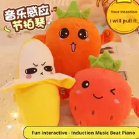 Vente chaude dessin animé pour enfants fruits détection rythme Piano poupée jouet en peluche batterie Rechargeable divertissement sportif interactif