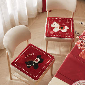 Coussin de siège en peluche rouge en forme de poney, design animalier mignon, antidérapant, pour chaise de bureau, chaise de salle à manger pour étudiants - Product Image 2