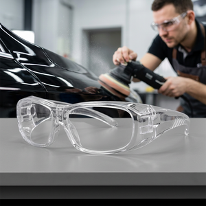 Lunettes de protection CE EN166 Monture PC brillante avec coussinet nasal TPR confortable - Product Image 1