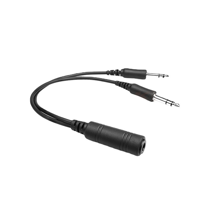 Helicopter Headset to General Dual Plugs PJ068 5.2mm Plug and PJ055 6.3mm Plug Adapter Cable