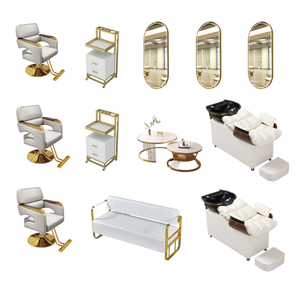 Luxury Modern <b>Foldable</b> & Reclining Hair Salon Furniture Set Customizable Solon Beauty Barber Shampoo Chair <b>Mirror</b> Set Factory - Product Image 1