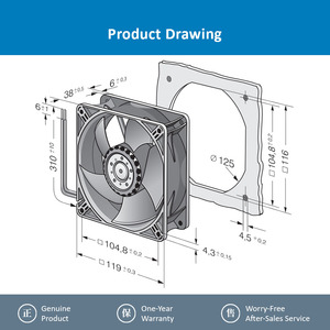 Ventilateur axial de refroidissement industriel ebm-papst 4414N 119x119x38mm 24V DC pour équipement industriel et serveurs - Product Image 4