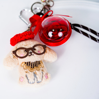 Porte-clés en acrylique avec roses éternelles, chien en peluche mignon avec lunettes, décoration florale personnalisée, cadeau