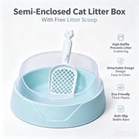 Bac à litière pour chat extra large, écologique, durable, semi-fermé, isolation des odeurs, prévention de la traînée des excréments, design ouvert, facile à nettoyer, pour chaton