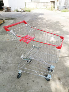 Penjualan laris 2025 keranjang belanja gaya Asia roda PU troli belanja troli dorong tangan untuk Supermarket tanpa lipat - Product Image 4