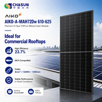 Panneaux solaires bifaciaux en verre double de type N TOPCon AIKO 610-625W, entièrement noirs, Tier 1, 23,7 % d'efficacité, demi-cellules, garantie 25 ans, pour la maison