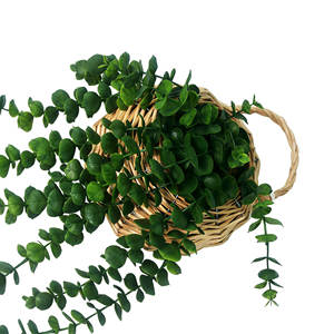 Plante artificielle à 12 brins, plante grimpante douce, panier tressé, plante <span class=keywords><strong>en</strong></span> <span class=keywords><strong>pot</strong></span> d'<span class=keywords><strong>eucalyptus</strong></span> avec faux-sol, plantes vertes à faible entretien - Product Image 3