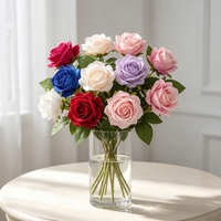 Offre Spéciale Unique Rouge Velours Rose Fleur De Soie Artificielle pour Mariage Décor À La Maison Halloween Saint Valentin Présent